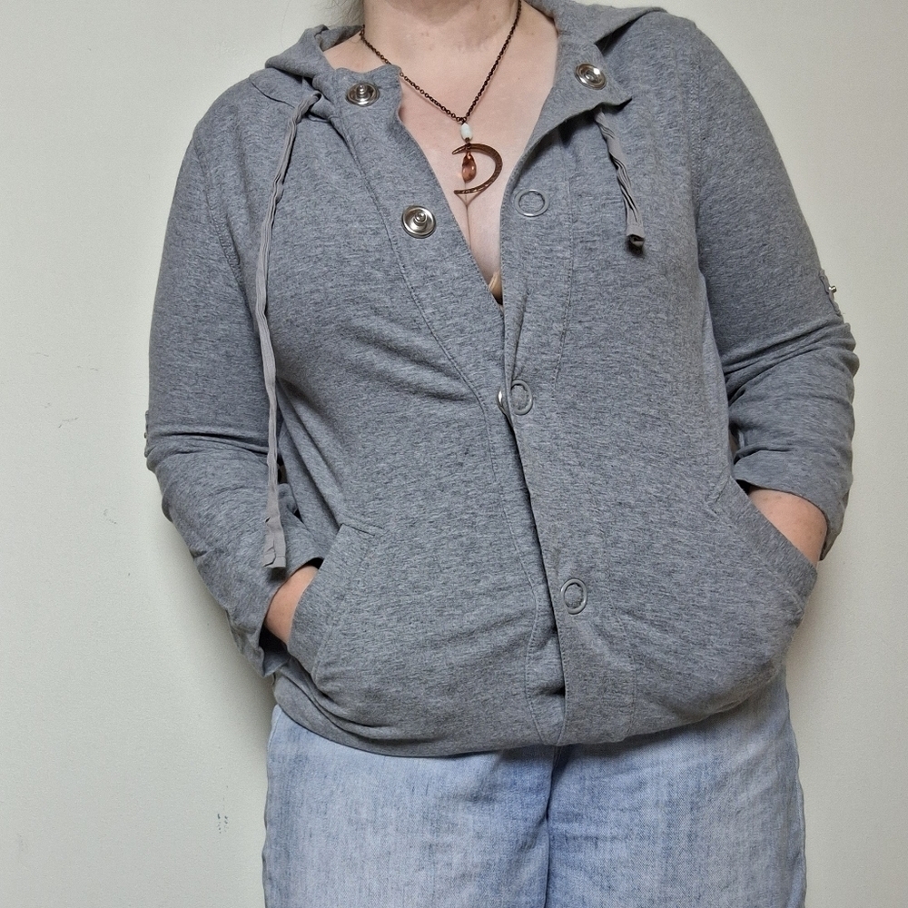 J. Crew Yoga Gray 3/4 Sleeve Hoodie Jacket